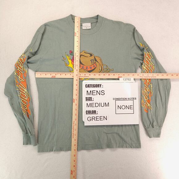 Teddy Fresh Casual Long Sleeve Crew Neck Graphic T Shirt Mens Size M Green - Picture 7 of 11